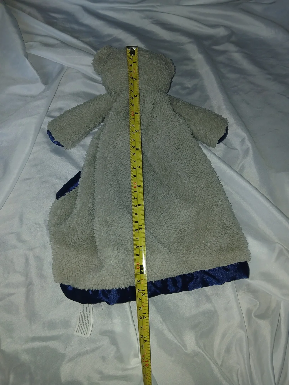 Scentsy Buddy Teddy Bear Plush Security Blanket Lovey Gray Blue Satin Trim